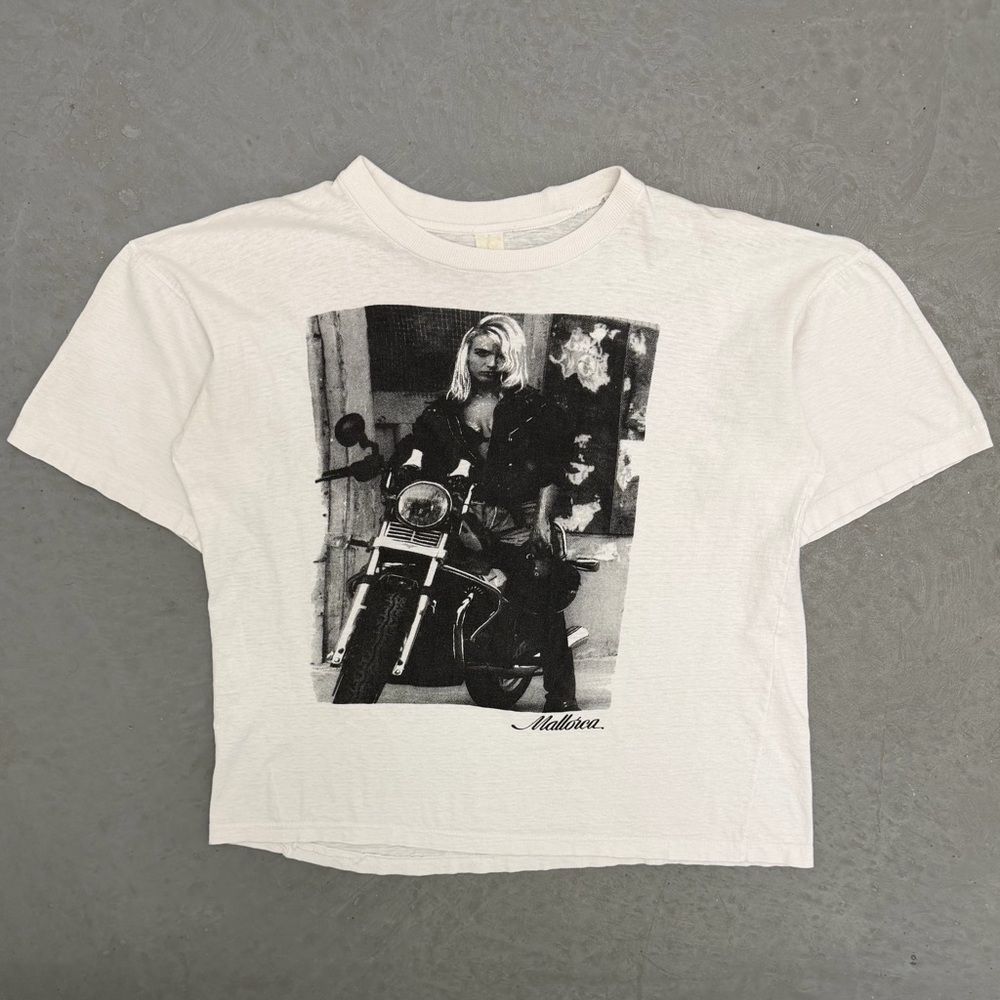 Vintage 80s Mallorca Rare Single Stitch Pin-Up Model Biker T Shirt Medium